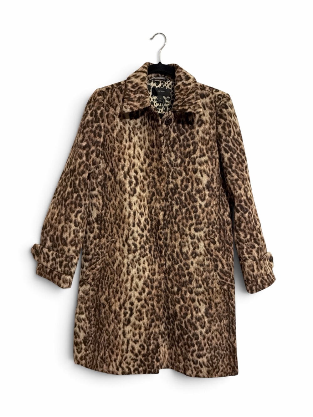 J.Crew Wool Blend Leopard Print Topcoat Jacket | Style H2734 HO 17 Women Size 4